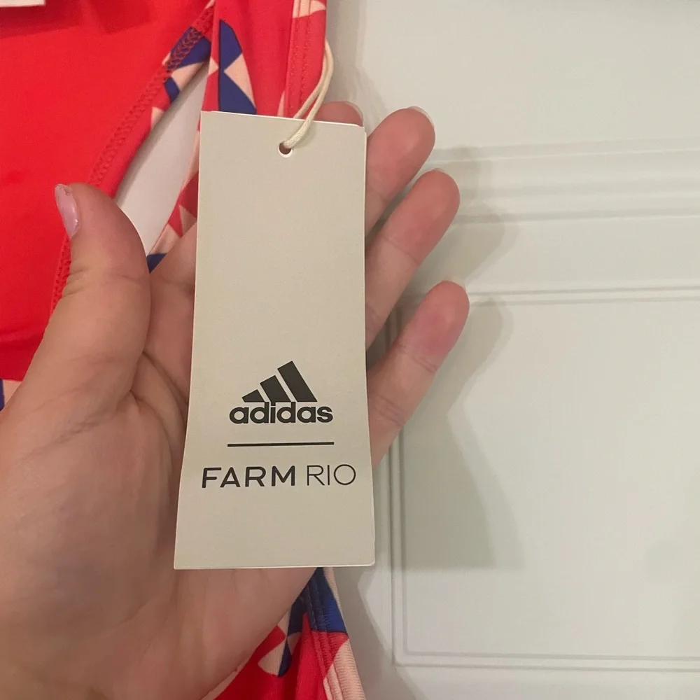 NEW Adidas Farm Rio Psychedelic Wave Red Orange Cut Out Dress Large Festival - Picture 8 of 14